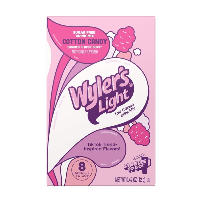 SINGLES TO GO! Wyler's Light Variety Pack - Pack of 6-2 Banana - 2 Cotton Candy - 2 Peach Ring - Singles To Go Powdered Drink Mix - Low Calorie - Zero Sugar - Image 4